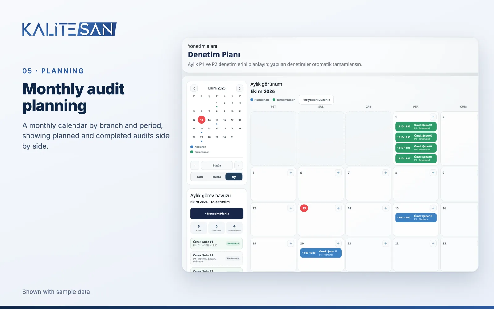 Monthly audit planning calendar