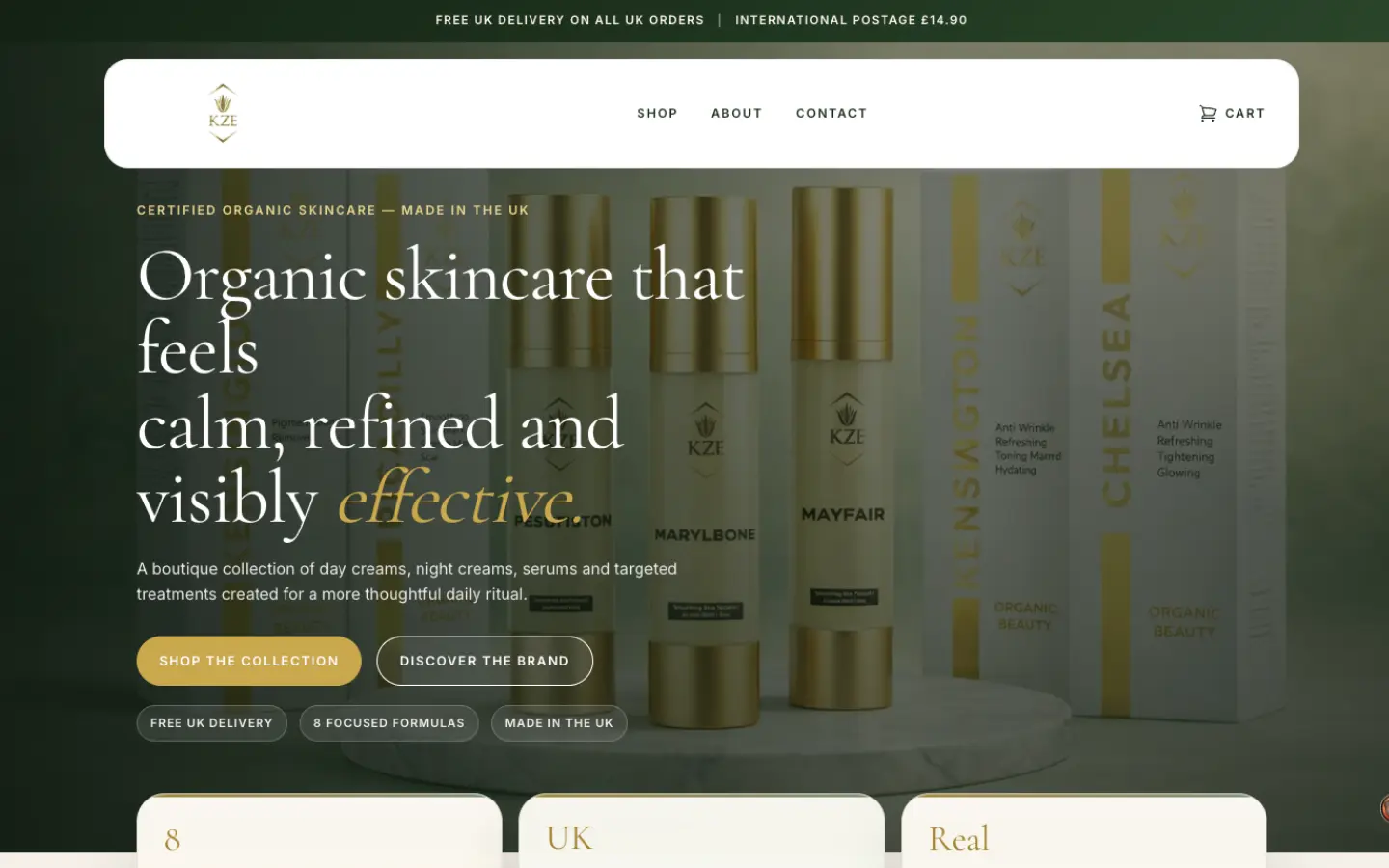 KZE Organic Beauty — homepage