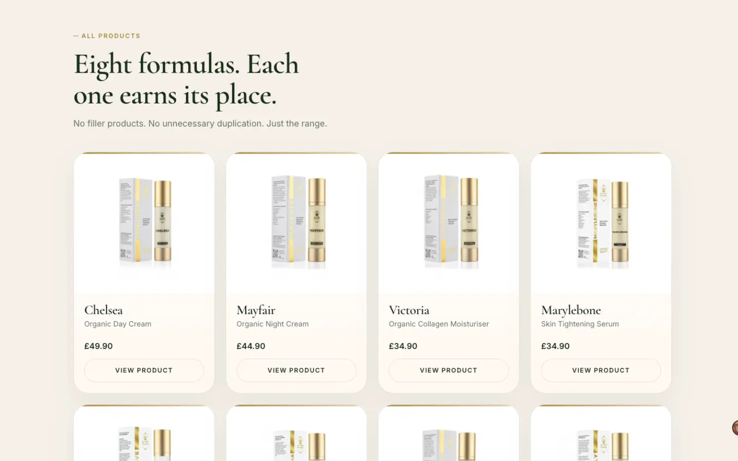 KZE Organic Beauty — shop page