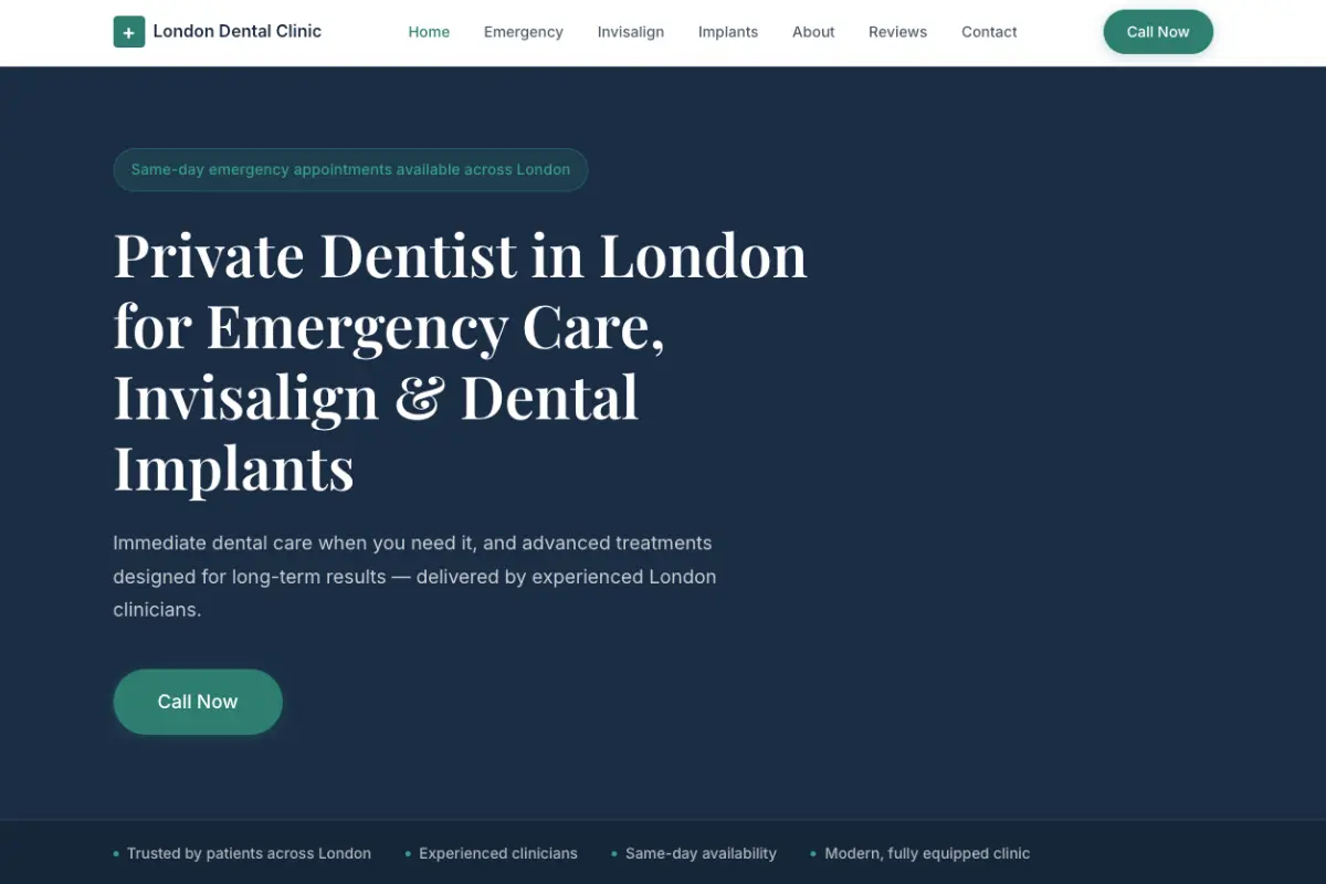 London Dental Clinic — conversion concept