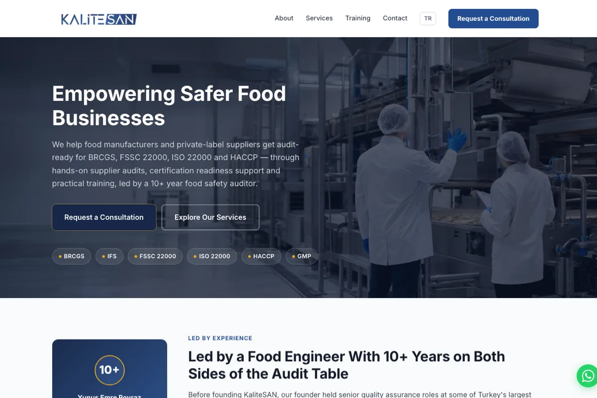 KaliteSAN — bilingual B2B consultancy website