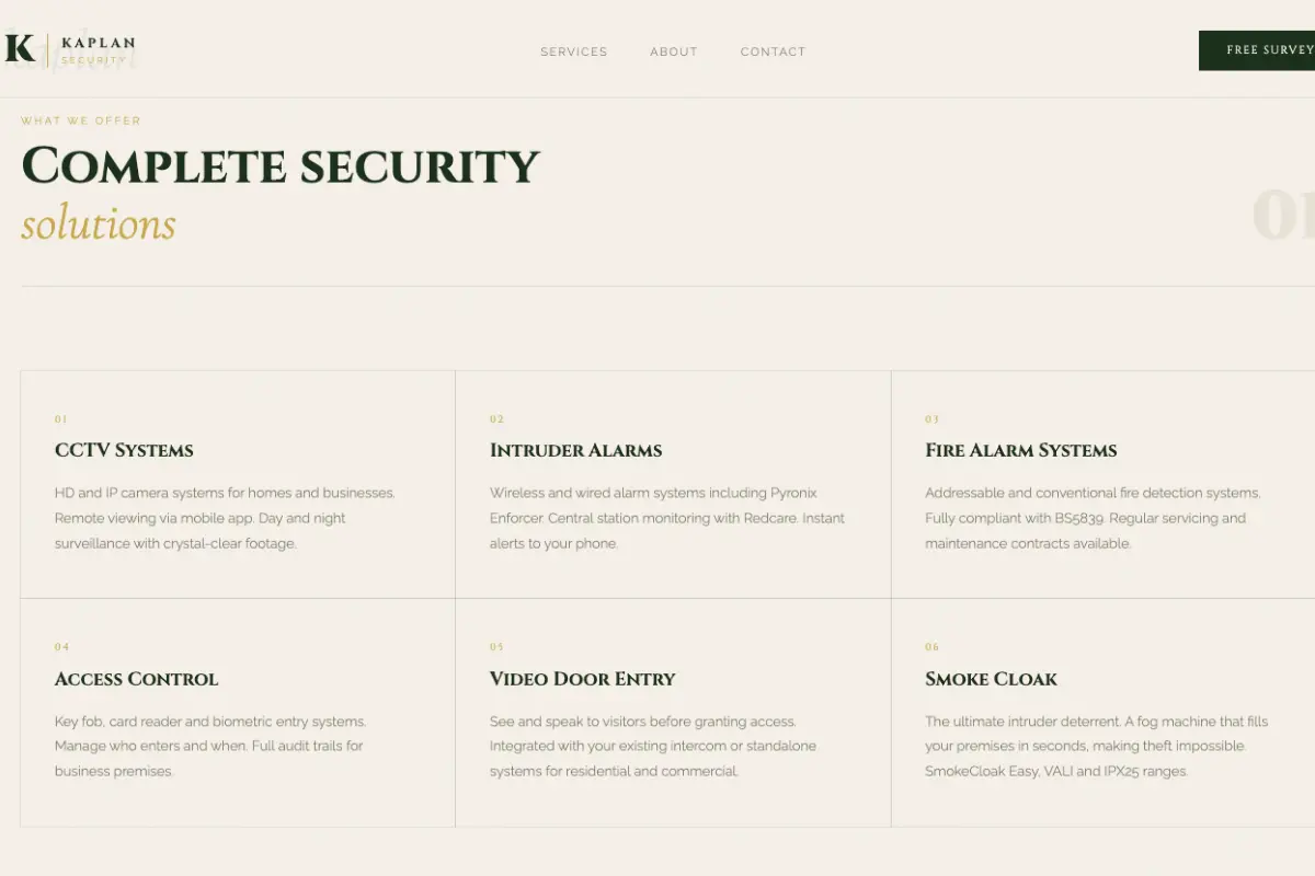 Kaplan Security concept — interior page